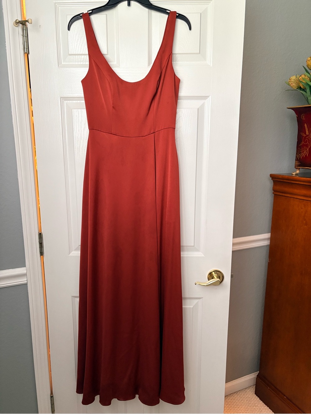 David's Bridal Rust Maxi Dress with Scoop Neck